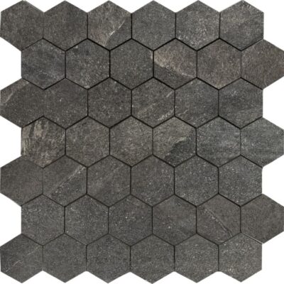 Ashima-Ashima Black 2" Hexagon Matte Rectified