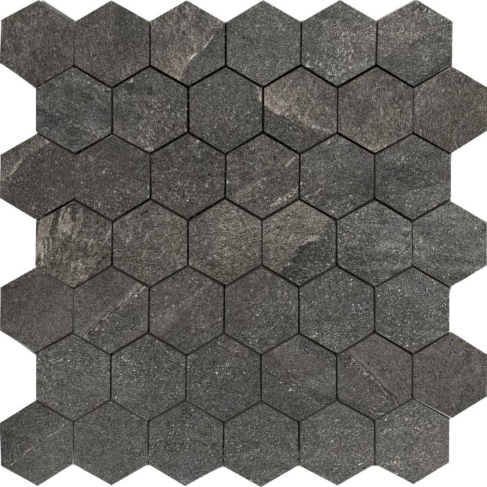 Ashima-Ashima Black 2" Hexagon Matte Rectified